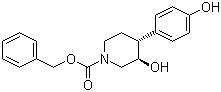 structure of CAS# 857278-37-6, Benzyl (3R,4R)-3-hydroxy-4-(4-hydroxyphenyl)piperidine-1-carboxylate;(3R,4R)-3-Hydroxy-4-(4-hydroxyphenyl)-1-piperidinecarboxylic acid phenylmethyl ester