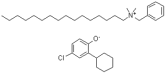 N-Hexadecyl-N,N-dimethylbenzenemethanaminium salt with 4-chloro-2-cyclohexylphenol (1:1) molecular structure (CAS 85851-66-7)