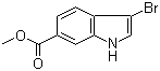 structure of CAS# 860457-92-7, 3-Bromo-1H-indole-6-carboxylic acid methyl ester