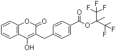 structure of CAS# 867257-26-9, 1,1,1,3,3,3-Hexafluoro-2-methylpropan-2-yl 4-[(4-hydroxy-2-oxo-2H-chromen-3-yl)methyl]benzoate