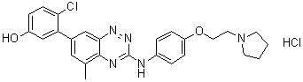 4-氯-3-[5-甲基-3-[[4-[2-(1-吡咯烷基)乙氧基]苯基]氨基]-1,2,4-苯并三嗪-7-基]苯酚单盐酸盐分子结构 (CAS 867331-64-4)