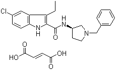 5-Chloro-3-ethyl-N-[(3R)-1-(phenylmethyl)-3-pyrrolidinyl]-1H-indole-2-carboxamide (2E)-2-butenedioate molecular structure (CAS 868273-12-5)