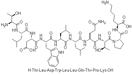 L-Threonyl-L-leucyl-L-alpha-aspartyl-L-tryptophyl-L-leucyl-L-leucyl-L-glutaminyl-L-threonyl-L-prolyl-L-lysine molecular structure (CAS 868527-35-9)