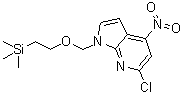 structure of CAS# 869335-22-8, 6-Chloro-4-nitro-1-[[2-(trimethylsilyl)ethoxy]methyl]-1H-pyrrolo[2,3-b]pyridine