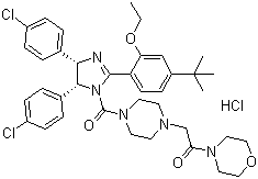 2-[4-[[(4S,5R)-4,5-Bis(4-chlorophenyl)-2-[4-(1,1-dimethylethyl)-2-ethoxyphenyl]-4,5-dihydro-1H-imidazol-1-yl]carbonyl]-1-piperazinyl]-1-(4-morpholinyl)ethanone hydrochloride molecular structure (CAS 870007-79-7)