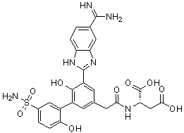 (S)-2-[[2-[5-(5-Carbamimidoyl-1H-benzimidazol-2-yl)-6,2'-dihydroxy-5'-sulfamoylbiphenyl-3-yl]acetyl]amino]succinic acid molecular structure (CAS 871266-63-6)