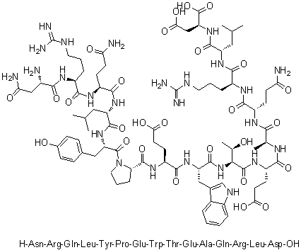 L-Asparaginyl-L-arginyl-L-glutaminyl-L-leucyl-L-tyrosyl-L-prolyl-L-alpha-glutamyl-L-tryptophyl-L-threonyl-L-alpha-glutamyl-L-alanyl-L-glutaminyl-L-arginyl-L-leucyl-L-aspartic acid molecular structure (CAS 871344-86-4)