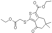 3-[[(Ethoxycarbonyl)methyl]sulfanyl]-6,6-dimethyl-4-oxo-4,5,6,7-tetrahydrobenzo[c]thiophene-1-carboxylic acid ethyl ester molecular structure (CAS 873189-06-1)