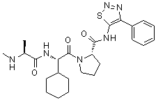 (S)-1-((S)-2-环己基-2-((S)-2-(甲基氨基)丙酰胺基)乙酰基)-N-(4-苯基-1,2,3-噻二唑-5-基)吡咯烷-2-甲酰胺分子结构 (CAS 873652-48-3)