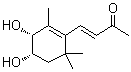 (3E)-4-[(3R,4S)-3,4-二羟基-2,6,6-三甲基-1-环己烯-1-基]-3-丁烯-2-酮分子结构 (CAS 875666-39-0)