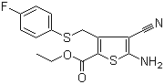 5-Amino-4-cyano-3-[[(4-fluorophenyl)thio]methyl]-2-thiophenecarboxylic acid ethyl ester molecular structure (CAS 876678-06-7)