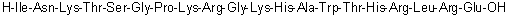 L-Isoleucyl-L-asparaginyl-L-lysyl-L-threonyl-L-serylglycyl-L-prolyl-L-lysyl-L-arginylglycyl-L-lysyl-L-histidyl-L-alanyl-L-tryptophyl-L-threonyl-L-histidyl-L-arginyl-L-leucyl-L-arginyl-L-glutamic acid molecular structure (CAS 877380-11-5)
