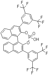 structure of CAS# 878111-17-2, (11bS)-2,6-Bis[3,5-bis(trifluoromethyl)phenyl]-4-hydroxy-dinaphtho[2,1-d:1',2'-f][1,3,2]dioxaphosphepin 4-oxide;(S)-3,3'-Bis[3,5-bis(trifluoromethyl)phenyl]-2,2'-dihydroxy-1,1'-binaphthalene cyclic phosphate