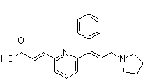 structure of CAS# 87848-99-5, Acrivastine;(E)-3-[6-[(E)-1-(4-Methylphenyl)-3-pyrrolidin-1-ylprop-1-enyl]pyridin-2-yl]prop-2-enoic acid