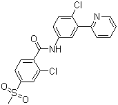 结构式 CAS# 879085-55-9, 2-氯-N-[4-氯-3-(2-吡啶基)苯基]-4-(甲磺酰基)苯甲酰胺