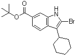 structure of CAS# 879498-90-5, tert-Butyl 2-bromo-3-cyclohexyl-1H-indole-6-carboxylate;2-Bromo-3-cyclohexyl-1H-indole-6-carboxylic acid 1,1-dimethylethyl ester