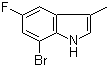 结构式 CAS# 883001-24-9, 7-溴-5-氟-3-甲基-1H-吲哚