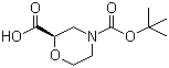 structure of CAS# 884512-77-0, (R)-4-(tert-Butoxycarbonyl)morpholine-2-carboxylic acid;(2R)-2,4-Morpholinedicarboxylic acid 4-(1,1-dimethylethyl) ester