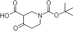 结构式 CAS# 885274-97-5, 1-(叔丁氧羰基)-4-氧代哌啶-3-羧酸