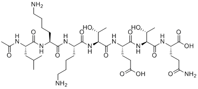 structure of CAS# 885340-08-9, TB500;(2S)-2-[[(2S,3R)-2-[[(2S)-2-[[(2S,3R)-2-[[(2S)-2-[[(2S)-2-[[(2S)-2-acetamido-4-methylpentanoyl]amino]-6-aminohexanoyl]amino]-6-aminohexanoyl]amino]-3-hydroxybutanoyl]amino]-4-carboxybutanoyl]amino]-3-hydroxybutanoyl]amino]-5-amino-5-oxopentanoic acid