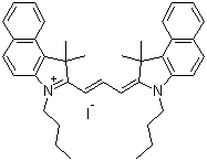 3-Butyl-2-[3-(3-butyl-1,3-dihydro-1,1-dimethyl-2H-benz[e]indol-2-ylidene)-1-propen-1-yl]-1,1-dimethyl-1H-benz[e]indolium iodide molecular structure (CAS 886046-46-4)