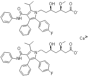 Calcium (betaR,deltaR)-2-(4-fluorophenyl)-delta-hydroxy-beta-methoxy-5-(1-methylethyl)-3-phenyl-4-[(phenylamino)carbonyl]-1H-pyrrole-1-heptanoate (1:2) molecular structure (CAS 887196-29-4)