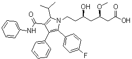 structure of CAS# 887324-53-0, (betaR,deltaR)-2-(4-Fluorophenyl)-delta-hydroxy-beta-methoxy-5-(1-methylethyl)-3-phenyl-4-[(phenylamino)carbonyl]-1H-pyrrole-1-heptanoic acid