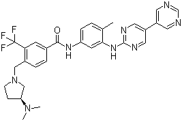 N-[3-([5,5'-Bipyrimidin]-2-ylamino)-4-methylphenyl]-4-[[(3S)-3-(dimethylamino)-1-pyrrolidinyl]methyl]-3-(trifluoromethyl)benzamide molecular structure (CAS 887650-05-7)