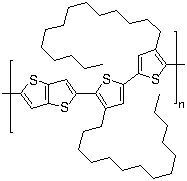 结构式 CAS# 888491-19-8, Lisicon SP 210; 聚(2,5-双(3-十四烷基噻吩-2-基)噻吩并[3,2-b]噻吩)