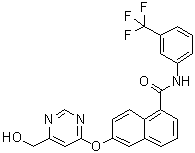 6-[[6-(Hydroxymethyl)-4-pyrimidinyl]oxy]-N-[3-(trifluoromethyl)phenyl]-1-naphthalenecarboxamide molecular structure (CAS 890128-81-1)