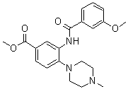 structure of CAS# 890190-22-4, 3-[(3-Methoxybenzoyl)amino]-4-(4-methyl-1-piperazinyl)benzoic acid methyl ester