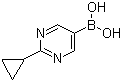 structure of CAS# 893567-15-2, (2-Cyclopropyl-5-pyrimidinyl)boronic acid;B-(2-Cyclopropyl-5-pyrimidinyl)boronic acid