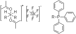 二氢双(2-丙酮基)双(三苯基膦)铱六氟锑酸盐分子结构 (CAS 89509-77-3)
