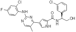 4-[2-[(2-Chloro-4-fluorophenyl)amino]-5-methyl-4-pyrimidinyl]-N-[(1S)-1-(3-chlorophenyl)-2-hydroxyethyl]-1H-pyrrole-2-carboxamide molecular structure (CAS 896720-20-0)