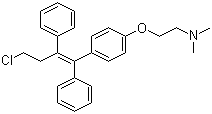结构式 CAS# 89778-26-7, 托瑞米芬; 2[4-(4-氯-1,2-二苯基-1-丁烯基)苯氧基-N,N-二甲基乙胺