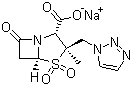 结构式 CAS# 89785-84-2, 他唑巴坦钠; [2S-(2a,3b,5a)]-3-甲基-7-氧代-3-(1H-1,2,3-三氮唑-1-基甲基)-4-硫代-1-氮杂双环[3,2,0]庚烷-2-羧酸钠 4,4-二氧化物