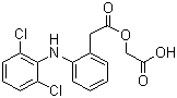 结构式 CAS# 89796-99-6, 醋氯芬酸; 2-[(2,6-二氯苯基)氨基]苯乙酰氧基乙酸