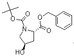 结构式 CAS# 89813-47-8, N-(叔丁氧羰基)-4-羟基脯氨酸苄酯