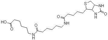 6-((6-((Biotinoyl)amino)hexanoyl)amino) hexanoic acid molecular structure (CAS 89889-51-0)
