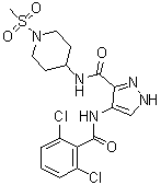 4-(2,6-Dichlorobenzoylamino)-1H-pyrazole-3-carboxylic acid N-[1-(methylsulfonyl)piperidin-4-yl]amide molecular structure (CAS 902156-99-4)