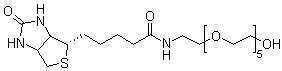 structure of CAS# 906099-89-6, (3aS,4S,6aR)-Hexahydro-N-(17-hydroxy-3,6,9,12,15-pentaoxaheptadec-1-yl)-2-oxo-1H-thieno[3,4-d]imidazole-4-pentanamide
