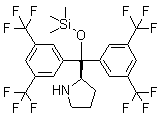 structure of CAS# 908303-26-4, (2R)-2-[Bis[3,5-bis(trifluoromethyl)phenyl][(trimethylsilyl)oxy]methyl]pyrrolidine