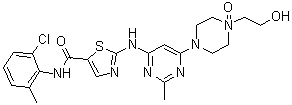 N-(2-氯-6-甲基苯基)-2-[[6-[4-(2-羟基乙基)-4-氧代-1-哌嗪基]-2-甲基-4-嘧啶基]氨基]-5-噻唑甲酰胺分子结构 (CAS 910297-52-8)