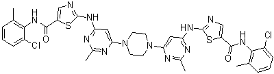 2,2'-[1,4-Piperazinediylbis[(2-methyl-6,4-pyrimidinediyl)imino]]bis[N-(2-chloro-6-methylphenyl)-5-thiazolecarboxamide] molecular structure (CAS 910297-61-9)