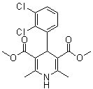 structure of CAS# 91189-59-2, 4-(2,3-Dichlorophenyl)-1,4-dihydro-2,6-dimethyl-3,5-pyridinedicarboxylic acid dimethyl ester