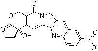 structure of CAS# 91421-42-0, Rubitecan;(4S)-4-Ethyl-4-hydroxy-10-nitro-1H-pyrano[3',4':6,7]indolizino[1,2-b]quinoline-3,14(4H,12H)-dione; 9-Nitro-20(S)-camptothecin; 9-Nitrocamptothecin; Orathecin