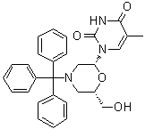 1-[(2R,6S)-6-(Hydroxymethyl)-4-(triphenylmethyl)-2-morpholinyl]-5-methyl-2,4(1H,3H)-pyrimidinedione molecular structure (CAS 914361-76-5)