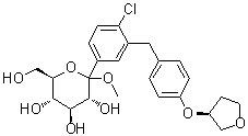 Methyl 1-C-[4-chloro-3-[[4-[[(3S)-tetrahydro-3-furanyl]oxy]phenyl]methyl]phenyl]-D-glucopyranoside molecular structure (CAS 915095-96-4)