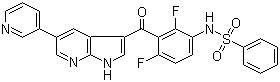 N-[2,4-Difluoro-3-[[5-(3-pyridinyl)-1H-pyrrolo[2,3-b]pyridin-3-yl]carbonyl]phenyl]benzenesulfonamide molecular structure (CAS 918504-61-7)