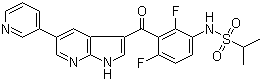 结构式 CAS# 918505-61-0, N-[2,4-二氟-3-[[5-(3-吡啶基)-1H-吡咯并[2,3-b]吡啶-3-基]羰基]苯基]-2-丙磺酰胺